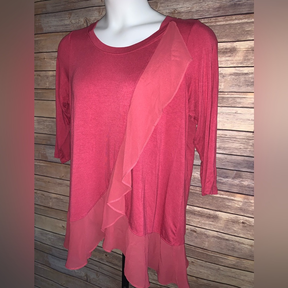 Ruby Ribbon Red Ruffle Blouse - Size Large - Picture 3 of 11